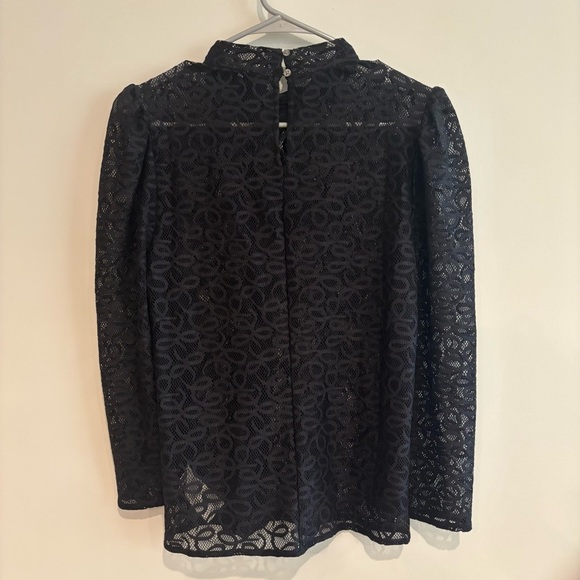 GAP Black Lace Long Sleeve Sheer Mock Neck Blouse Top Small - Picture 5 of 8